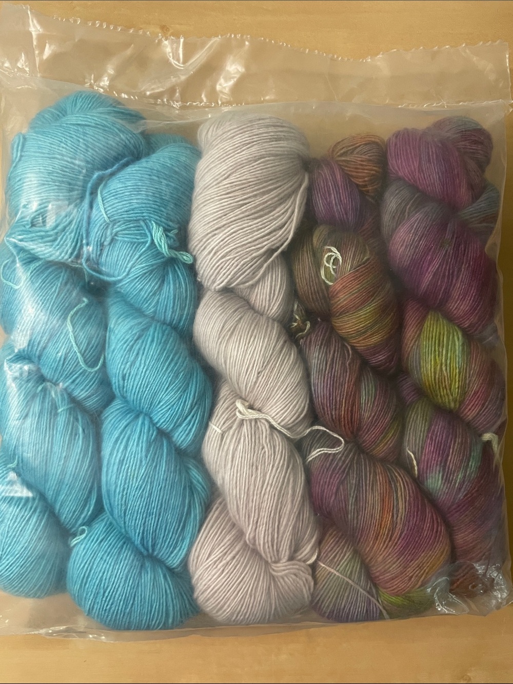 Malabrigo Lace Blue, Taupe and multi Yarn Set 5 skein bundle